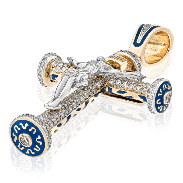 эксклюзивный золотой крест мощевик с эмалью и камнями эксклюзивный золотой крест мощевик с эмалью и камнями