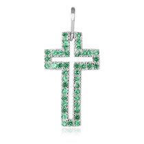 обзорное фото Серебряный декоративный крестик с фианитами 026206 Серебряные подвески крестики обзорное фото Серебряный декоративный крестик с фианитами 026206  Серебряные подвески крестики