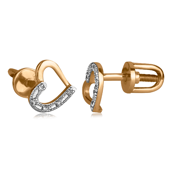 Детские золотые серьги Сердечки с бриллиантами S21350 детальное изображение ювелирного изделия Серьги с камнями Детские золотые серьги Сердечки с бриллиантами S21350 детальное изображение ювелирного изделия Серьги с камнями