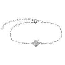 обзорное фото Браслет в серебре 925 пробы Сова с белыми фианитами и дополнительной цепочкой 039725 Серебряные женские браслеты обзорное фото Браслет в серебре 925 пробы Сова с белыми фианитами и дополнительной цепочкой 039725  Серебряные женские браслеты