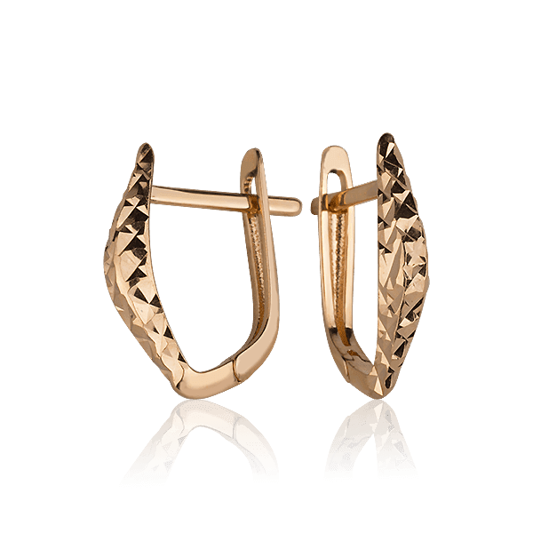 Золотые серьги с алмазной гранью без вставок 028168 детальное изображение ювелирного изделия Золотые серьги без вставок Золотые серьги с алмазной гранью без вставок 028168 детальное изображение ювелирного изделия Золотые серьги без вставок