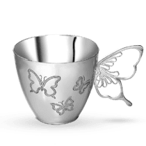 обзорное фото Серебряная кофейная чашка с ручкой Бабочка 031749  Серебряные чашки