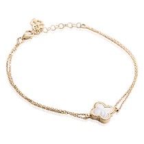 обзорное фото Золотой браслет на руку Клевер с перламутром 035322 Женские золотые браслеты обзорное фото Золотой браслет на руку Клевер с перламутром 035322  Женские золотые браслеты