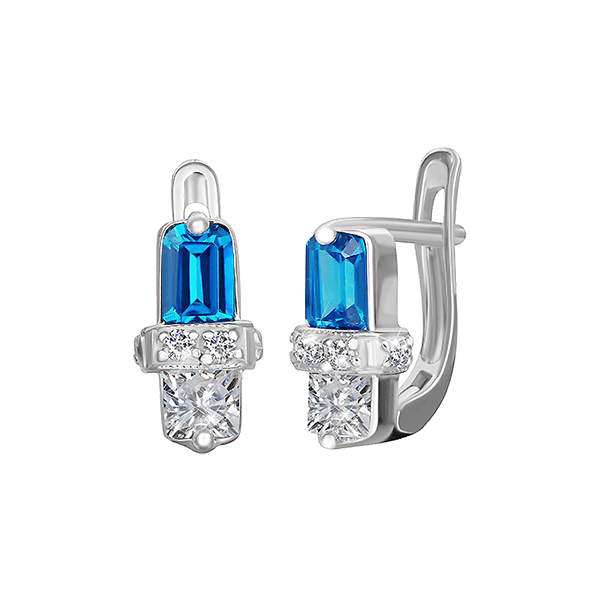 Серебряные серьги с фианитом 025606 детальное изображение ювелирного изделия Серебряные серьги с камнями