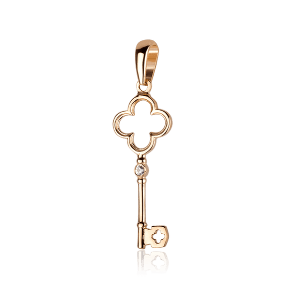 Кулон золотой ключик с фианитом 030561 детальное изображение ювелирного изделия Золотой кулон Ключик Кулон золотой ключик с фианитом 030561 детальное изображение ювелирного изделия Золотой кулон Ключик