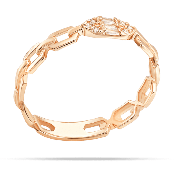 Золота каблучка у формі ланцюжка з фіанітами  Золота каблучка у формі ланцюжка з фіанітами