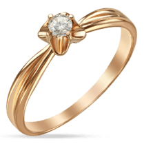 обзорное фото Золотое кольцо Цветок с бриллиантом 035984  Золотые кольца