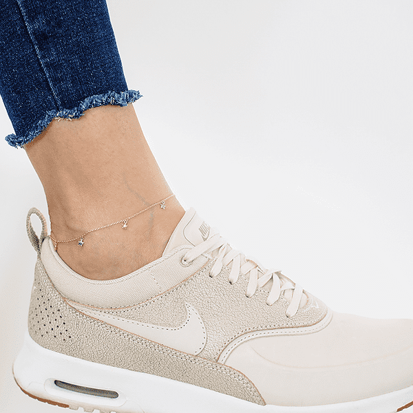 Браслет на ногу Звездочки в комбинированном золоте  Браслет на ногу Звездочки в комбинированном золоте