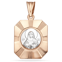 обзорное фото Ладанка Дева Мария из красного и белого золота 029154 Золотые подвески иконки обзорное фото Ладанка Дева Мария из красного и белого золота 029154  Золотые подвески иконки