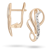 обзорное фото Золотые серьги Вензель с алмазной гранью 032067 Золотые серьги без вставок обзорное фото Золотые серьги Вензель с алмазной гранью 032067  Золотые серьги без вставок