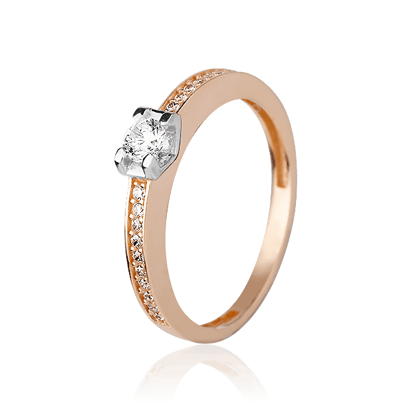 Кольцо в красно-белом золоте с фианитами 027490 детальное изображение ювелирного изделия Золотые кольца для помолвки с цирконием Кольцо в красно-белом золоте с фианитами 027490 детальное изображение ювелирного изделия Золотые кольца для помолвки с цирконием
