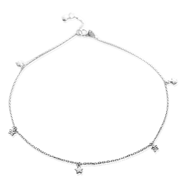 Браслет на ногу из белого золота 585 с подвесками Звездочки 032876 детальное изображение ювелирного изделия Золотые браслеты на ногу Браслет на ногу из белого золота 585 с подвесками Звездочки 032876 детальное изображение ювелирного изделия Золотые браслеты на ногу