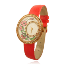 обзорное фото Женские часы золотые Прованс с росписью на циферблате 036332  Женские золотые часы