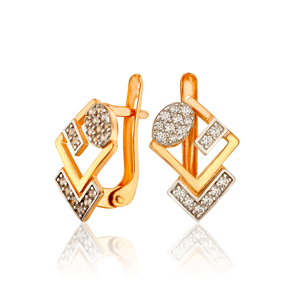 Модные сережки из золота 585 абстракция с фианитами 033617 детальное изображение ювелирного изделия Золотые серьги Модные сережки из золота 585 абстракция с фианитами 033617 детальное изображение ювелирного изделия Золотые серьги