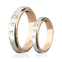 обзорное фото Обручальное кольцо с бриллиантами 023183  Обручальные кольца с бриллиантами