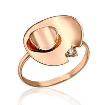 обзорное фото Оригинальное золотое кольцо с фианитом Орели 033294  Золотые кольца
