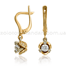 обзорное фото Золотые серьги 506 Золотые серьги с фианитом обзорное фото Золотые серьги 506  Золотые серьги с фианитом