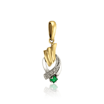 обзорное фото Золотой подвес с изумрудом и бриллиантами 035081 Золотые подвески обзорное фото Золотой подвес с изумрудом и бриллиантами 035081  Золотые подвески