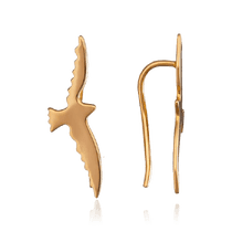 оглядове фото Сережки кафи з золота 585 Птах 032654