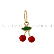 обзорное фото Золотой подвес Вишенки 61832 Детские подвески золотые обзорное фото Золотой подвес Вишенки 61832  Детские подвески золотые