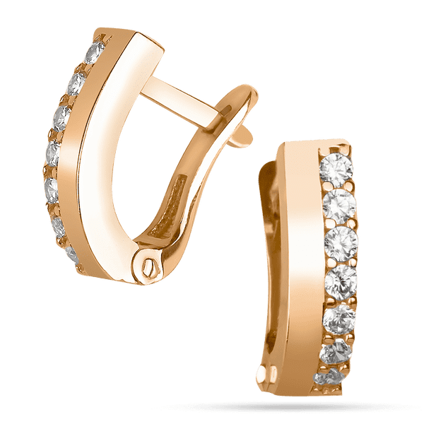 Серьги из красного золота с фианитами 034239 детальное изображение ювелирного изделия Золотые серьги с фианитом Серьги из красного золота с фианитами 034239 детальное изображение ювелирного изделия Золотые серьги с фианитом