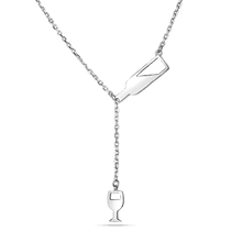 обзорное фото Серебряное колье в виде бутылки и бокала вина Шардоне 038135  Серебряные колье