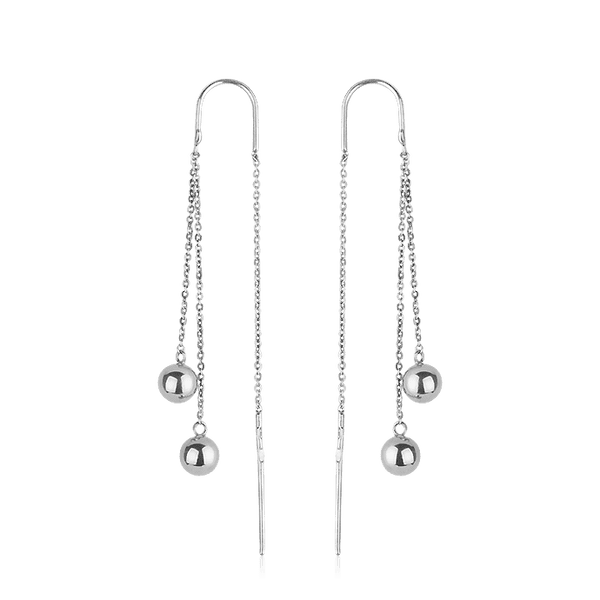 Серебряные серьги протяжки Шарики без вставок 027258 детальное изображение ювелирного изделия Серебряные серьги без вставок