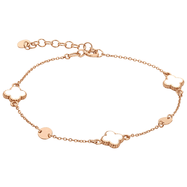 Золотой браслет Клевер и монетки с белой эмалью, универсальный размер 037696 детальное изображение ювелирного изделия Женские золотые браслеты Золотой браслет Клевер и монетки с белой эмалью, универсальный размер 037696 детальное изображение ювелирного изделия Женские золотые браслеты