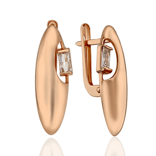 Глянцевые золотые серьги с фианитом Белла 033359 детальное изображение ювелирного изделия Золотые серьги