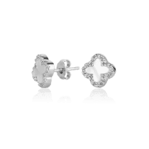 обзорное фото Серебряные серьги гвоздики с белым перламутром 028296  Серебряные серьги с камнями