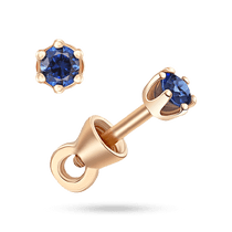 обзорное фото Золотые серьги-пусеты с насыщенно-синим сапфиром круглой огранки в шестизубцевой оправе 041277 Золотые серьги с сапфиром обзорное фото Золотые серьги-пусеты с насыщенно-синим сапфиром круглой огранки в шестизубцевой оправе 041277  Золотые серьги с сапфиром