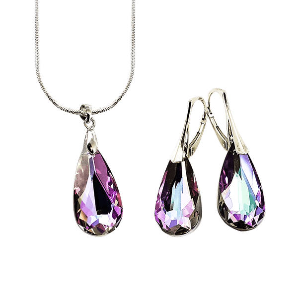 Серебряное колье Пылающий аметист с Кристаллами Сваровски 025302