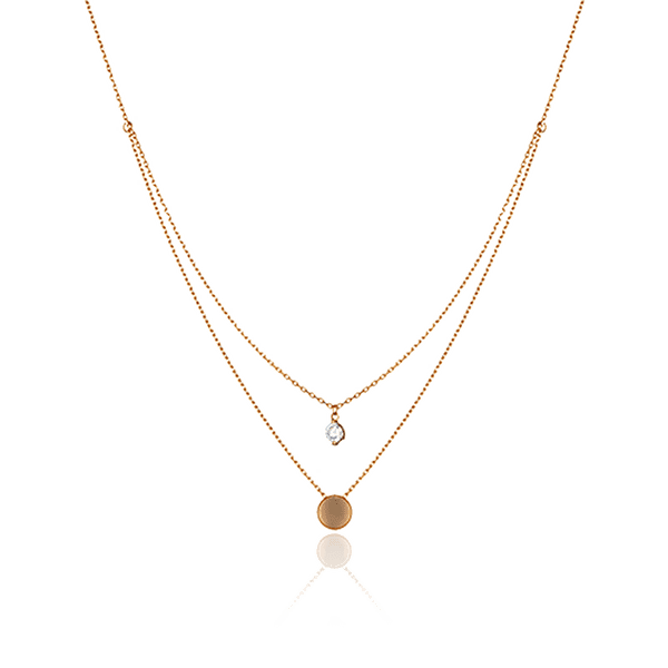 Колье из красного золота двойное с фианитом 032476 детальное изображение ювелирного изделия Золотые колье с камнями Колье из красного золота двойное с фианитом 032476 детальное изображение ювелирного изделия Золотые колье с камнями