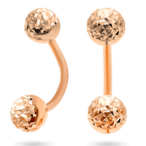 обзорное фото Золотые серьги шарики с алмазной гранью в красном золоте 034605  Золотые серьги без вставок