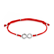 обзорное фото Красная шамбала Бесконечность с серебром и фианитами 026146 Серебряные женские браслеты обзорное фото Красная шамбала Бесконечность с серебром и фианитами 026146  Серебряные женские браслеты