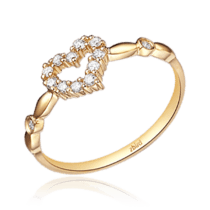 обзорное фото Золотое кольцо Сердце с бриллиантами 031049  Золотые кольца