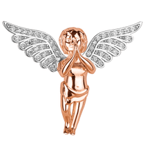 обзорное фото Золотой подвес с фианитами в красном золоте "Ангелочек" 037966 Золотые подвески с камнями обзорное фото Золотой подвес с фианитами в красном золоте "Ангелочек" 037966  Золотые подвески с камнями