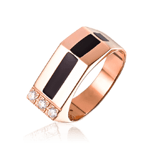 обзорное фото Золотое кольцо мужское с черной эмалью и фианитами 033897 Золотые кольца обзорное фото Золотое кольцо мужское с черной эмалью и фианитами 033897  Золотые кольца