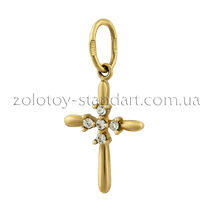 обзорное фото Золотой крестик с цирконием 421575 Золотые крестики обзорное фото Золотой крестик с цирконием 421575  Золотые крестики