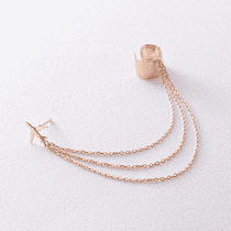 обзорное фото Серьга-каффа в желтом золоте "Самолет" с цепочками без вставок 041082  Золотые серьги без вставок