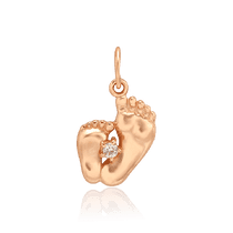 обзорное фото Золотой кулон Пяточки с фианитом 034532  Золотые подвески