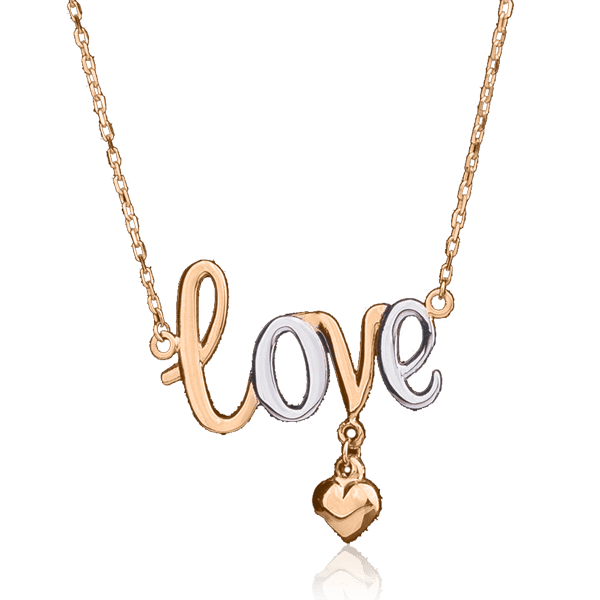 Золотое колье Love с сердечком без вставок 026546 Золотое колье Love с сердечком без вставок 026546