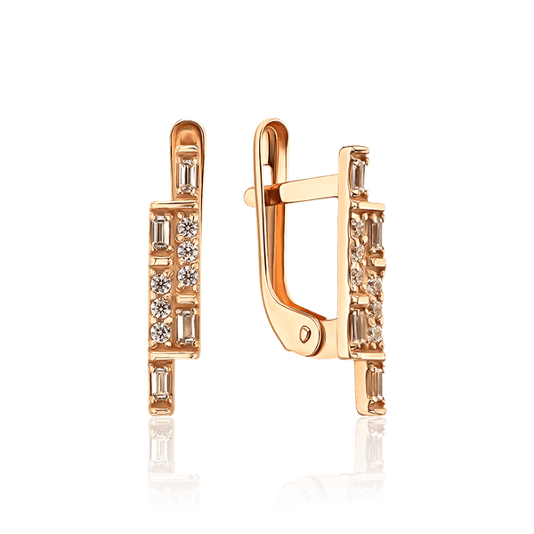 Золотые серьги в современном дизайне с фианитами 035743 детальное изображение ювелирного изделия Золотые серьги Золотые серьги в современном дизайне с фианитами 035743 детальное изображение ювелирного изделия Золотые серьги