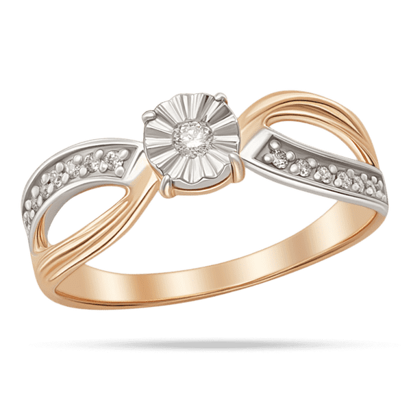 Комбинированое кольцо с цветком и бриллиантом 040270 детальное изображение ювелирного изделия Золотые кольца с бриллиантами Комбинированое кольцо с цветком и бриллиантом 040270 детальное изображение ювелирного изделия Золотые кольца с бриллиантами