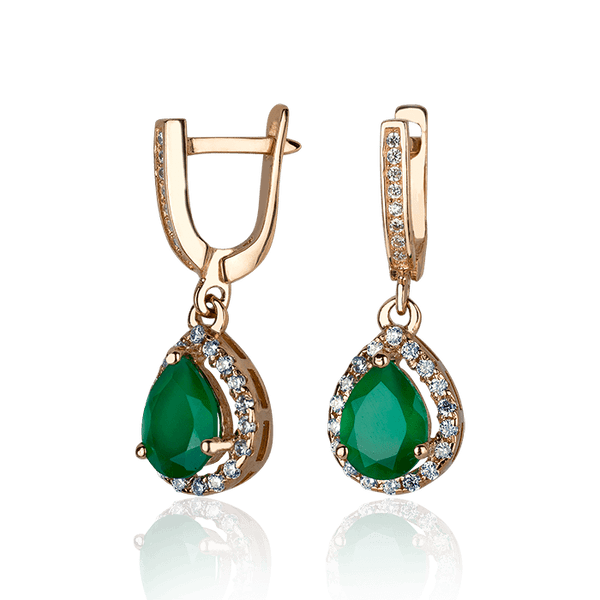 Золотые серьги Капля с халцедоном и фианитами 031951 детальное изображение ювелирного изделия Золотые серьги с халцедоном Золотые серьги Капля с халцедоном и фианитами 031951 детальное изображение ювелирного изделия Золотые серьги с халцедоном