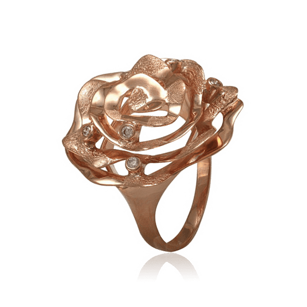 Золотое кольцо Роза с фианитами 028557 детальное изображение ювелирного изделия Золотые кольца с фианитом Золотое кольцо Роза с фианитами 028557 детальное изображение ювелирного изделия Золотые кольца с фианитом