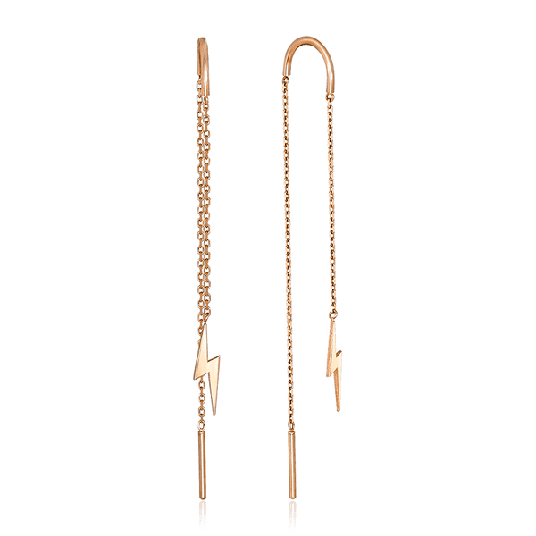 Золотые серьги протяжки Молния 035843 детальное изображение ювелирного изделия Золотые серьги протяжки