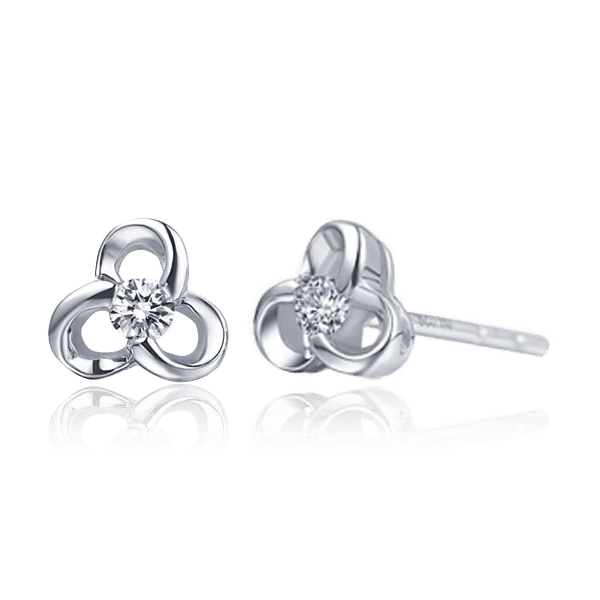 Серьги из белого золота Трилистник с бриллиантом 029755 детальное изображение ювелирного изделия Золотые серьги Серьги из белого золота Трилистник с бриллиантом 029755 детальное изображение ювелирного изделия Золотые серьги