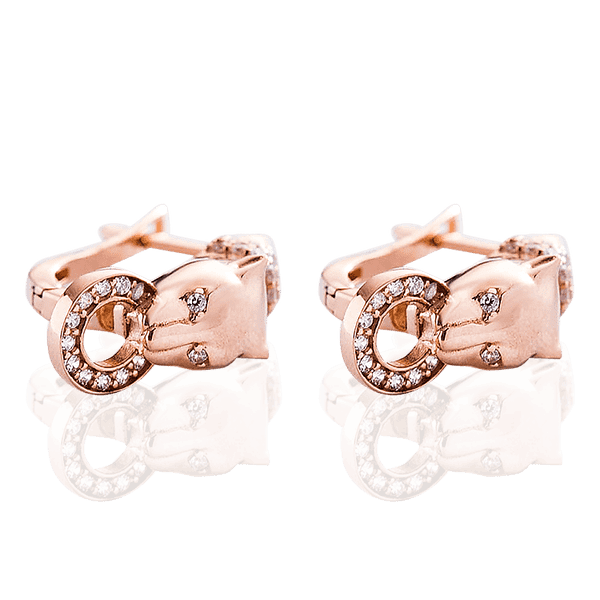 Золотые серьги с фианитами Пантера с кольцом 033074 детальное изображение ювелирного изделия Золотые серьги Золотые серьги с фианитами Пантера с кольцом 033074 детальное изображение ювелирного изделия Золотые серьги