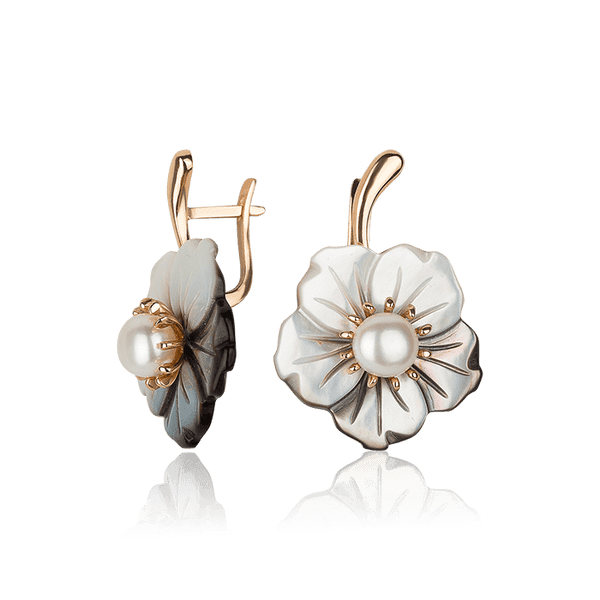 Золотые серьги с жемчугом 509304 Золотые серьги с жемчугом 509304